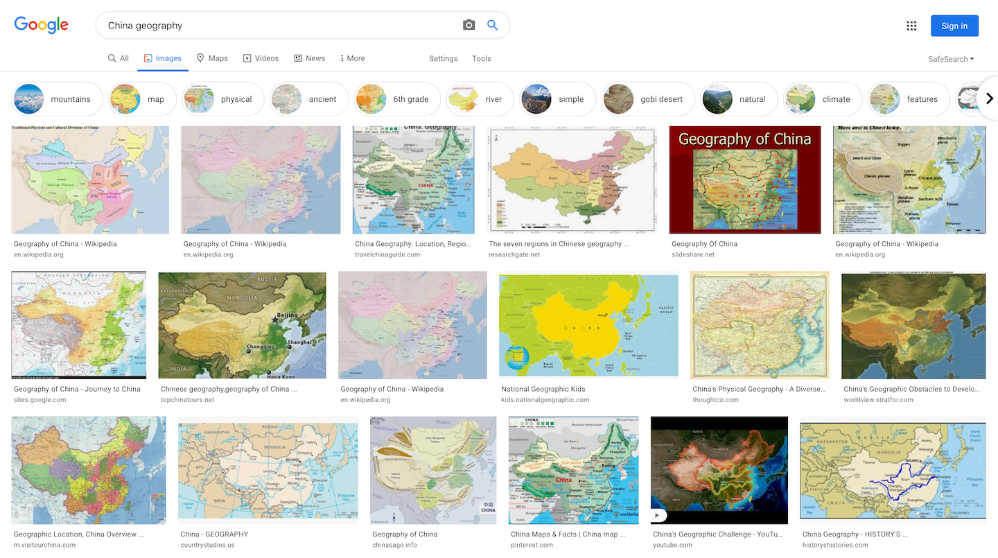 China geography (Google)