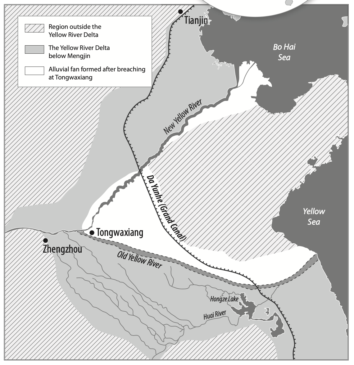 Yellow River drainage after 1855 dike break