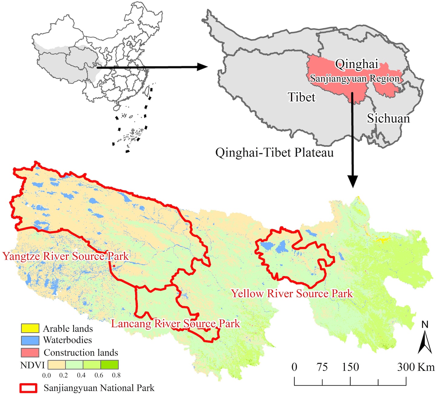 Sanjiangyuan National Park and Region Source.